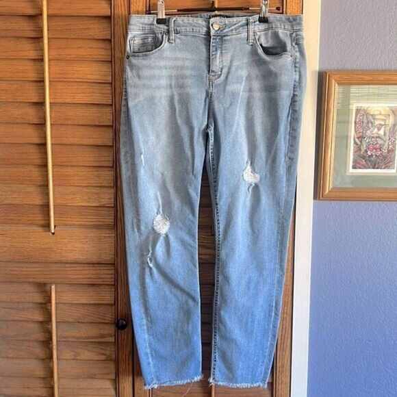 Kenneth Cole Raw Hem "Jess" Distressed Skinny Jean 12 - Picture 2 of 16